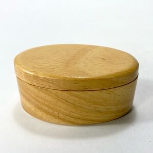 Oval Miniature Small Wooden Trinket or Jewelry Pill Box Magnetic Lid